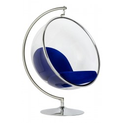 JH-200.13W Fotel BUBBLE STAND poduszka atramentowa - podstawa chrom, korpus akryl, poduszka wełna