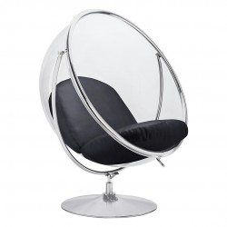 JH-200-2.BLACKPUW Fotel BUBBLE STAND 2 poduszka czarna - akryl, chrom, ekoskóra
