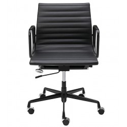 B055.BLACKL Fotel biurowy BODY PRESTIGE PLUS czarny - skóra naturalna, aluminium