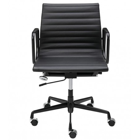 B055.BLACKL Fotel biurowy BODY PRESTIGE PLUS czarny - skóra naturalna, aluminium