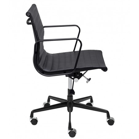 B055.BLACKL Fotel biurowy BODY PRESTIGE PLUS czarny - skóra naturalna, aluminium
