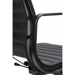 B055.BLACKL Fotel biurowy BODY PRESTIGE PLUS czarny - skóra naturalna, aluminium
