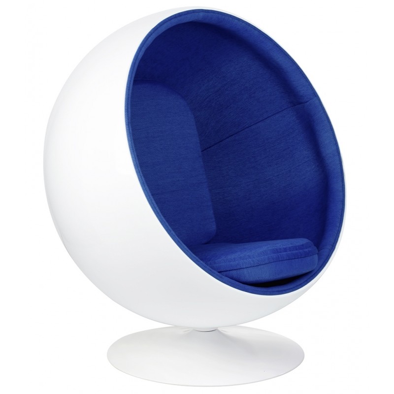 JH-066.BLUE Fotel BALL biało-niebieski - włókno szklane JH-066.BLUE Fotel BALL biało-niebieski - włókno szklane