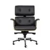 YS-6809.BLACK.WALNUT Fotel biurowy LOUNGE BUSINESS czarny - sklejka orzech, skóra naturalna, stal polerowana