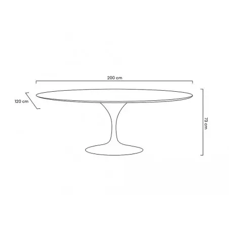 RT-335V.MDF Stół TULIP ELLIPSE biały - blat owalny MDF, metal
