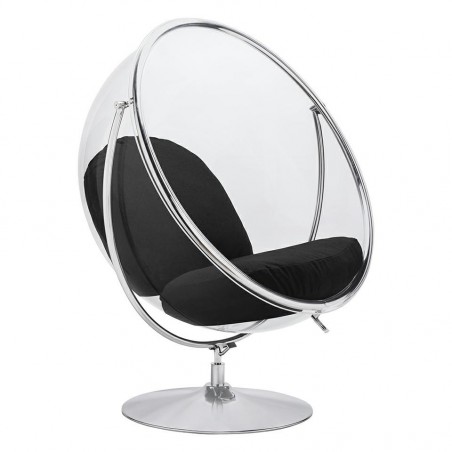 JH-200-2.01Black Fotel BUBBLE STAND 2 poduszka czarna - akryl, chrom, wełna JH-200-2.01Black Fotel BUBBLE STAND 2 poduszka czarna - akryl, chrom, wełna
