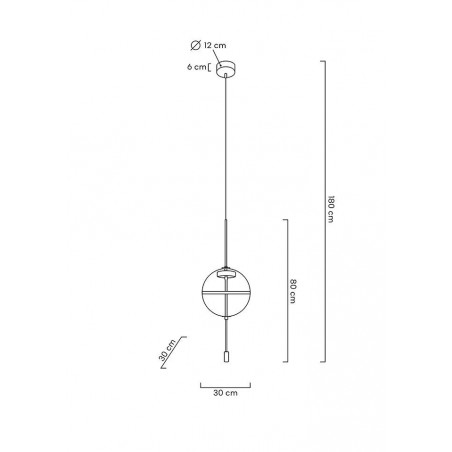 MD12001-1Y-300 Lampa wisząca CHAPLIN 300 mosiądz  - LED, szkło
