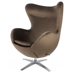 HE-066.D.BROWN.81 Fotel EGG SZEROKI VELVET ciemny brąz.81 - welur, podstawa stal
