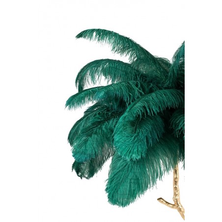JL0019.GREEN Lampa podłogowa TIFFANY 175 zielona  mosiądz / naturalne pióra