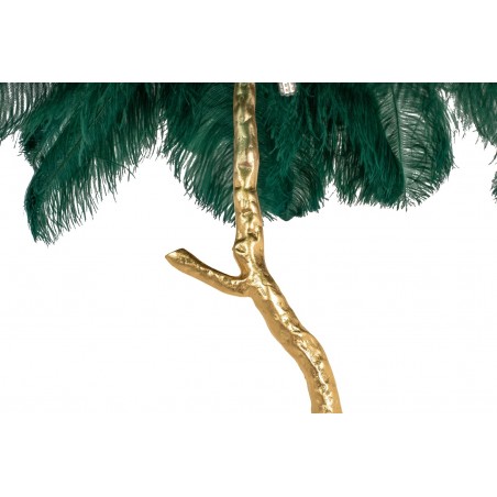 JL0019.GREEN Lampa podłogowa TIFFANY 175 zielona  mosiądz / naturalne pióra