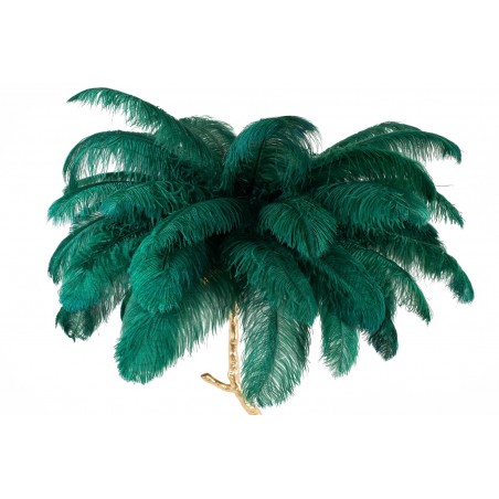 JL0019.GREEN Lampa podłogowa TIFFANY 175 zielona  mosiądz / naturalne pióra
