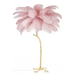 JL0019.PINK Lampa podłogowa TIFFANY 175 różowa mosiądz / naturalne pióra