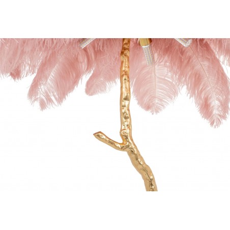 JL0019.PINK Lampa podłogowa TIFFANY 175 różowa mosiądz / naturalne pióra