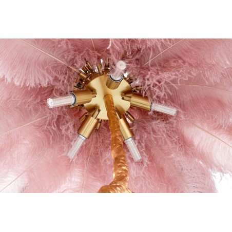 JL0019.PINK Lampa podłogowa TIFFANY 175 różowa mosiądz / naturalne pióra