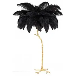 JL0019.BLACK Lampa podłogowa TIFFANY 175 czarna mosiądz / naturalne pióra