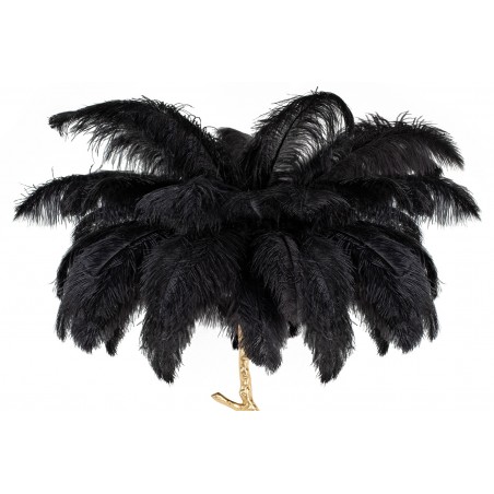 JL0019.BLACK Lampa podłogowa TIFFANY 175 czarna  mosiądz / naturalne pióra