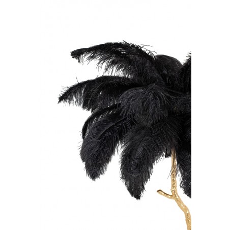 JL0019.BLACK Lampa podłogowa TIFFANY 175 czarna  mosiądz / naturalne pióra