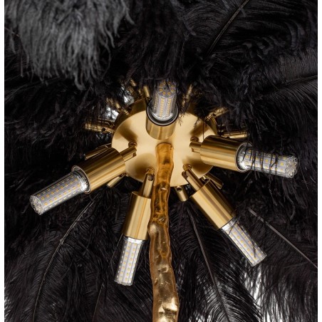 JL0019.BLACK Lampa podłogowa TIFFANY 175 czarna  mosiądz / naturalne pióra
