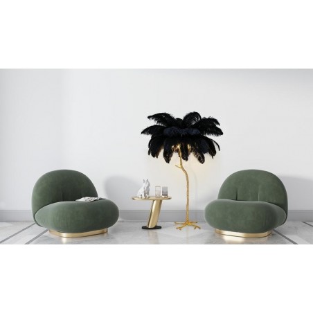 JL0019.BLACK Lampa podłogowa TIFFANY 175 czarna  mosiądz / naturalne pióra