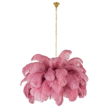 JD0019.PINK Lampa wisząca TIFFANY 135 różowa mosiądz / naturalne pióra