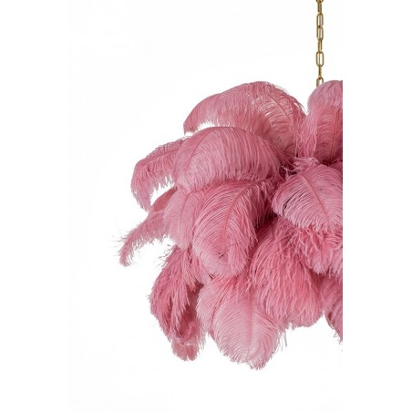 JD0019.PINK Lampa wisząca TIFFANY 135 różowa mosiądz / naturalne pióra