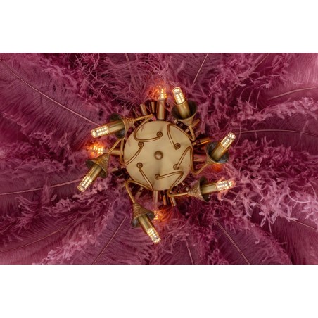 JD0019.PINK Lampa wisząca TIFFANY 135 różowa mosiądz / naturalne pióra