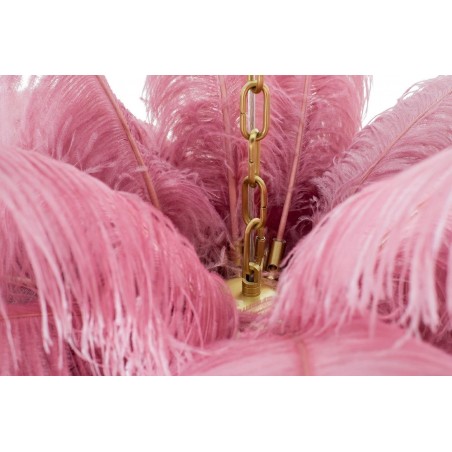 JD0019.PINK Lampa wisząca TIFFANY 135 różowa mosiądz / naturalne pióra