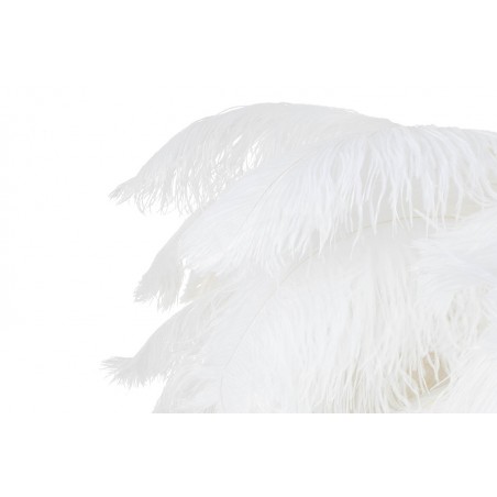 JD0019.WHITE Lampa wisząca TIFFANY 135 biała mosiądz / naturalne pióra