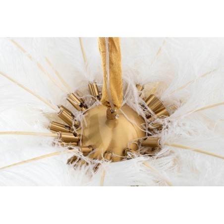 JD0019.WHITE Lampa wisząca TIFFANY 135 biała mosiądz / naturalne pióra