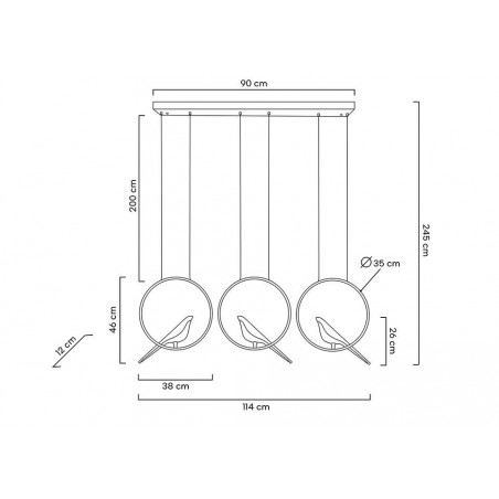 MSE010100295 MOOSEE lampa wisząca BIRD LINE złota