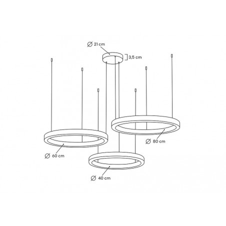 MSE0000406080 Lampa wisząca RING 40 + 60 + 80 złota na jednej podsufitce