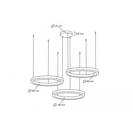 MSE0000404040 Lampa wisząca RING 40 + 40 + 40 złota na jednej podsufitce