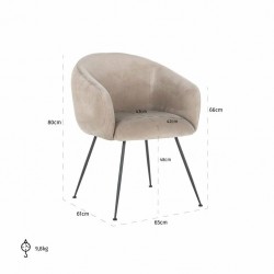 S4564 KHAKI VELVET RICHMOND krzesło AVANTI beżowe