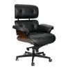 KH1501100155 Fotel biurowy LOUNGE GUBERNATOR czarny - heban, skóra naturalna, podstawa czarna