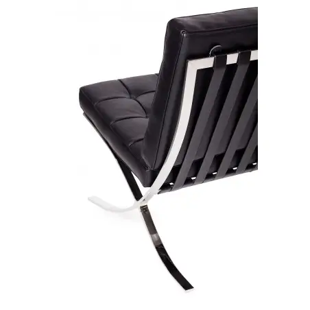 KH1501100132 Sofa dwuosobowa BARCELON czarna - włoska skóra naturalna, stal
