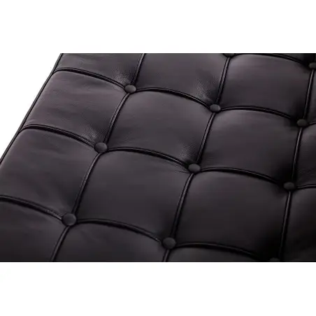 KH1501100132 Sofa dwuosobowa BARCELON czarna - włoska skóra naturalna, stal