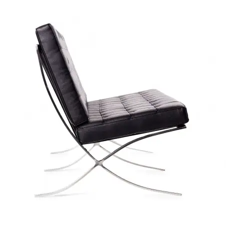 KH1501100132 Sofa dwuosobowa BARCELON czarna - włoska skóra naturalna, stal