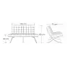 KH1501100132 Sofa dwuosobowa BARCELON czarna - włoska skóra naturalna, stal
