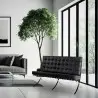 KH1501100132 Sofa dwuosobowa BARCELON czarna - włoska skóra naturalna, stal