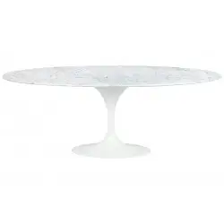 KH1501100126 Stół TULIP ELLIPSE MARBLE CARRARA biały - blat owalny marmurowy, metal