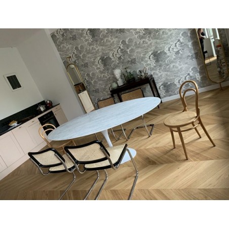 KH1501100126 Stół TULIP ELLIPSE MARBLE CARRARA biały - blat owalny marmurowy, metal