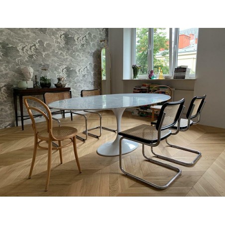 KH1501100126 Stół TULIP ELLIPSE MARBLE CARRARA biały - blat owalny marmurowy, metal