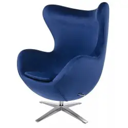KH1501100190 Fotel EGG SZEROKI VELVET ciemny niebieski.49 - welur, podstawa stal