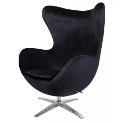 KH1501100187 Fotel EGG SZEROKI VELVET czarny.50 - welur, podstawa stal
