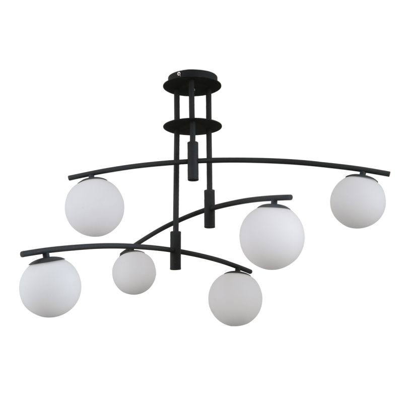 Lampa wisząca Senai PND-31322-6A-SB Italux czarny satynowany stal, aluminium, szkło