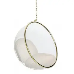 JH200.56 GOLD Fotel wiszący BUBBLE GOLD VELVET poduszka beżowa