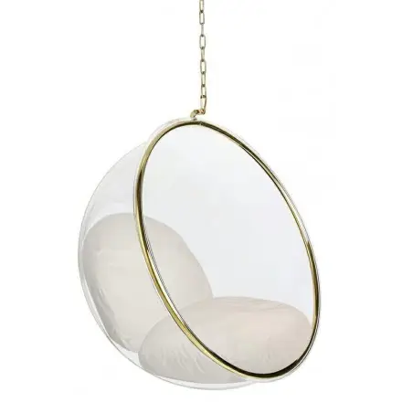 JH200.56 GOLD Fotel wiszący BUBBLE GOLD VELVET poduszka beżowa