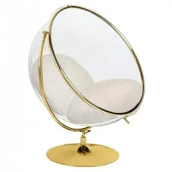 JH200-2.56 GOLD Fotel BUBBLE STAND 2 GOLD VELVET poduszka beżowa