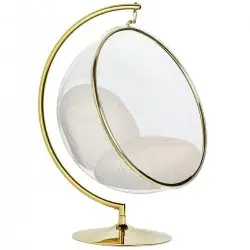 JH200-1.56 GOLD Fotel BUBBLE STAND GOLD VELVET poduszka beżowa