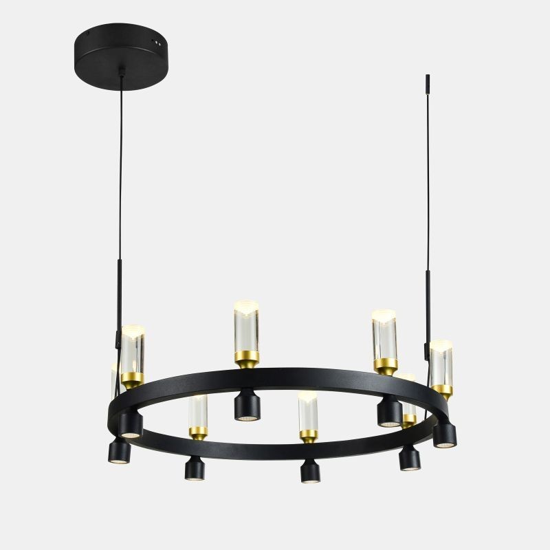 Lampa wisząca Almelo PND-83812-16 Italux czarny, złoty stal, aluminium, akryl